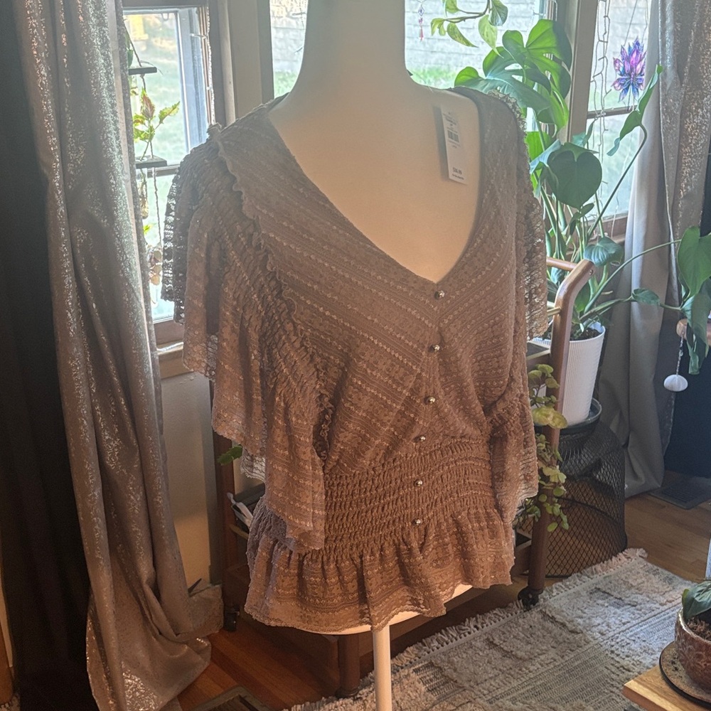 Daytrip Elegant Brown Ruffled Women's Top
